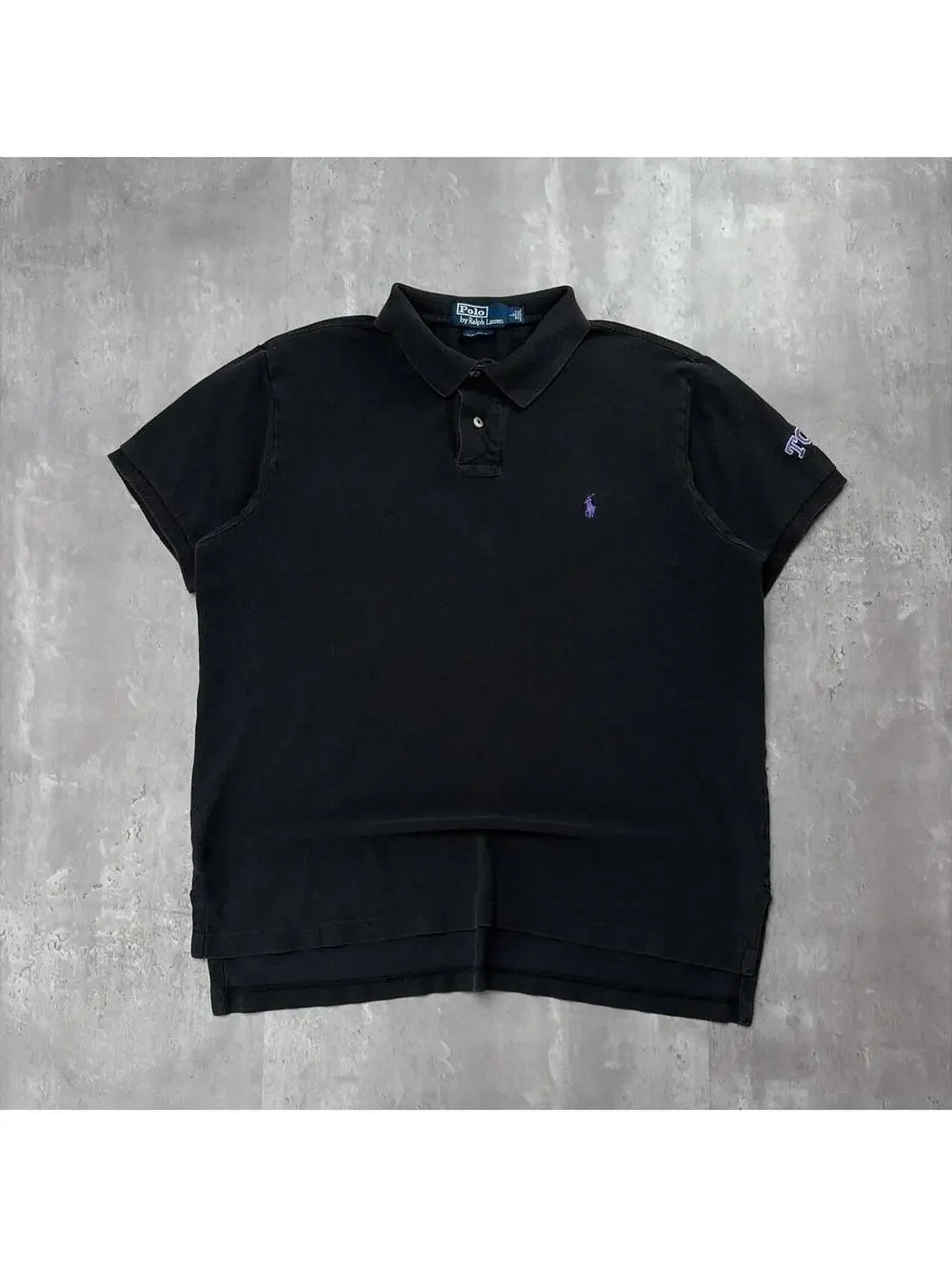 Vintage Black Polo Ralph Lauren TCU Embroidered Polo Shirt